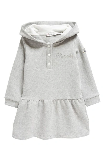 Moncler Babies' Kids' Long Sleeve Hooded Stretch Cotton Dress In Grey