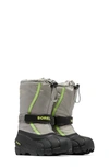 Sorel Kids' Flurry Weather Resistant Snow Boot In Chrome Grey/ Black