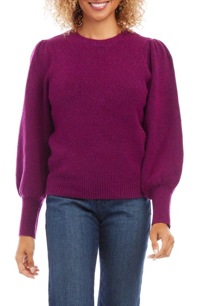 Karen Kane Puff Shoulder Sweater In Magenta