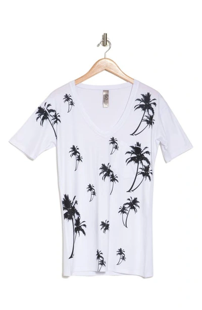 Go Couture Deep V-neck Boyfriend Tee In White/black Print