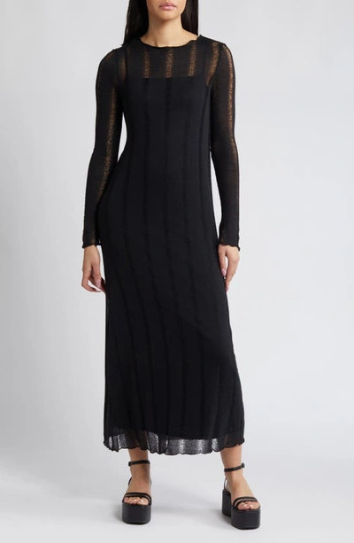 Topshop Long Sleeve Maxi Dress In Black