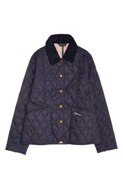 Barbour Little Girl's & Girl's Liddesdale Quilted Jacket In Navy Gardenia