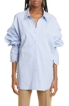 A.l.c Monica Stripe Cotton Blouse In Chelsea Blue/ White