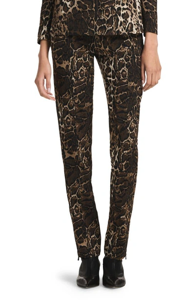 St John Leopard Jacquard Twill Pants In Caramel Multi