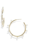 Kendra Scott Leighton Freshwater Pearl Hoop Earrings In Gold/white