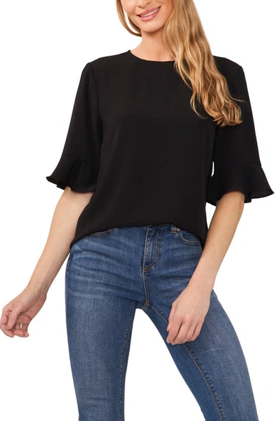 Cece Ruffle Cuff Blouse In Rich Black