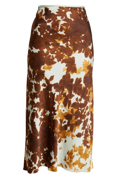 Dries Van Noten Sati Shadow Leaf Print Midi Skirt In Brown 703