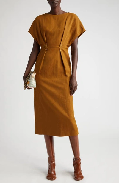 Dries Van Noten Dezos Tucked Waist Shift Dress In Umber 105 | ModeSens
