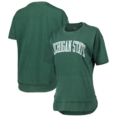 Pressbox Heathered Green Michigan State Spartans Arch Poncho T-shirt In Heather Green