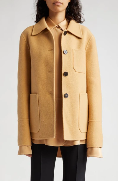 Jil Sander Double Face Wool Felt Shirt Jacket In 226-hazel