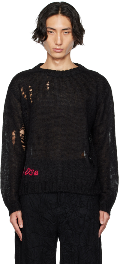 Andersson Bell Black Distressed Sweater In Black Black