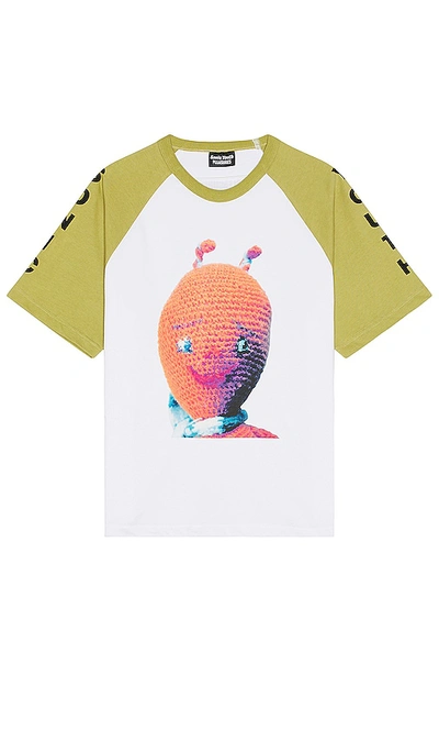 Pleasures Alien Raglan Sleeve Cotton Graphic T-shirt In White