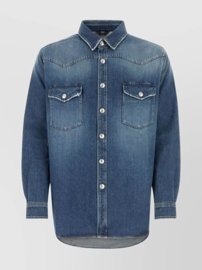 Burberry Harkgate Denim Shirt In Blue