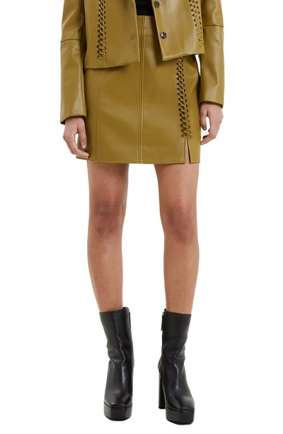 French Connection Crolenda Faux Leather Skirt In Nutria