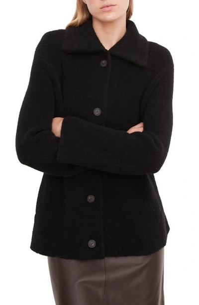Vince Spread Collar Button Front Cardigan In Black
