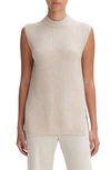 Vince Ribbed Sleeveless Tunic Top In Heather Beige