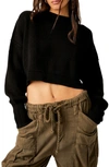 Free People Easy Street Cropped Sweater In Black