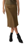 Sanctuary Everyday Satin Midi Skirt In Fatigue