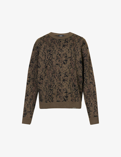 Represent Mens Camo Abstract-pattern Crewneck Cotton And Cashmere Sweatshirt In Green