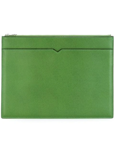 Valextra Leather Document Holder In Green