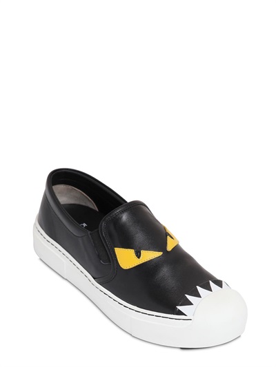 Fendi Black Yellow Eyes Slip On | ModeSens
