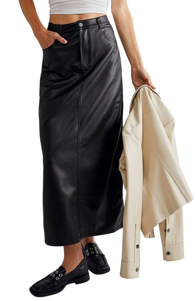 Free People City Slicker Faux Leather Maxi Skirt In Black