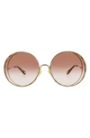 Chloé Novelty 61mm Round Sunglasses In Gold Pink