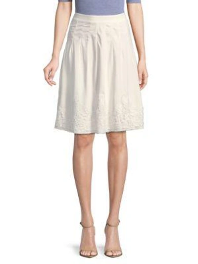 Karl Lagerfeld Pleated Lace Skirt In White