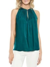 Vince Camuto Rumpled Satin Keyhole Top In Verdant Green