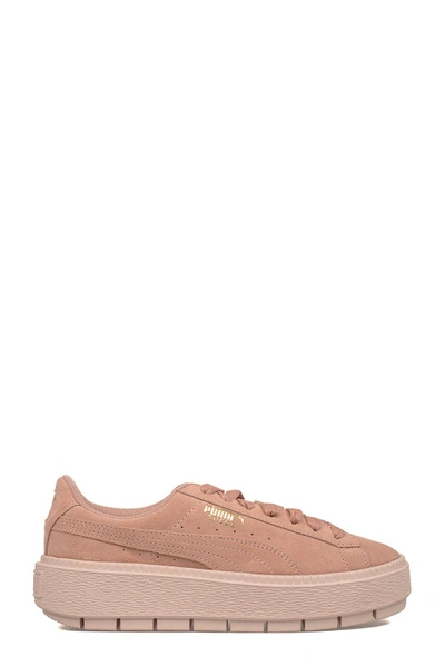 Puma Pink Platform Trace Suede Sneakers