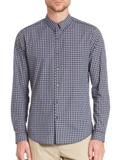 Theory Benner Trimont Checkered Shirt In Victory