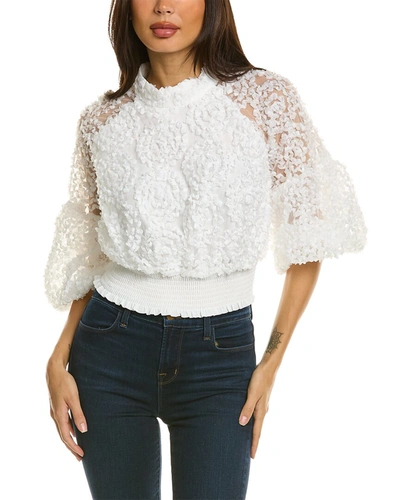 Gracia Ribbon Mesh Blouse In White