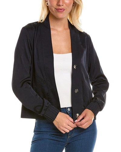 Donna Karan Snap Front Jacket In Blue