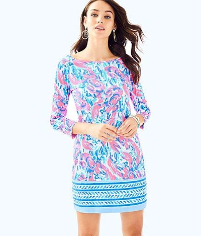 Lilly Pulitzer Womens Marlowe Boatneck T-shirt Dress In Cosmic Coral Cracked Up Engineered Dress