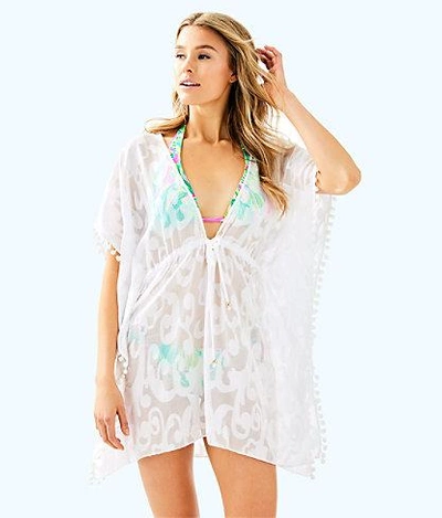 Lilly Pulitzer Womens Gardenia Coverup In Resort White Poly Crepe Swirl Clip