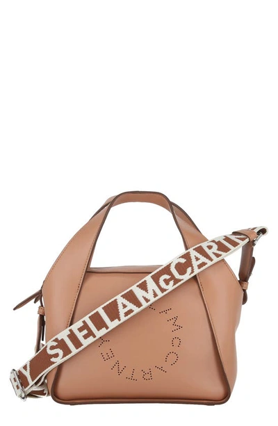 Stella Mccartney Logo Vegan Leather Convertible Tote Bag In Camel