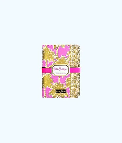 Lilly Pulitzer Passport Cover In Pink Sunset Metallic Palms