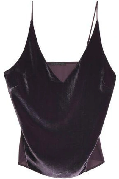 J Brand Woman Lucy Velvet And Crepe De Chine Camisole Grape