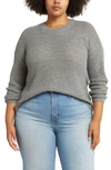 Madewell Rib Crewneck Sweater In Heather Pewter