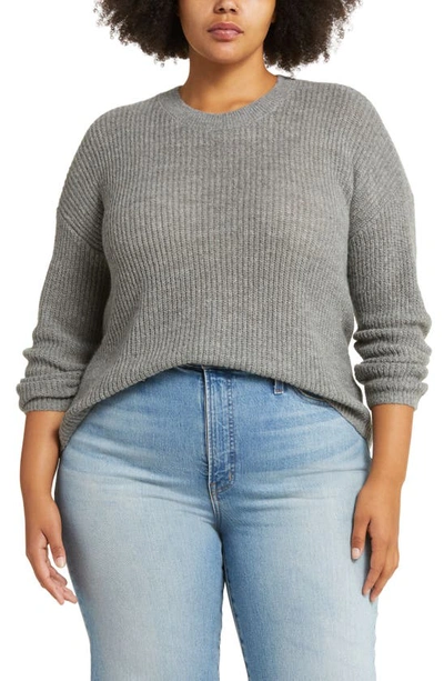 Madewell Rib Crewneck Sweater In Heather Pewter
