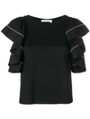 See By Chloé See By Chloe Black Ruffled Blouse In Blue