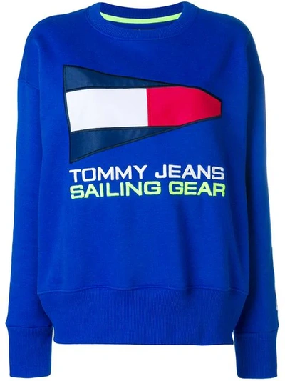 Tommy Jeans Sailing Logo Cotton-blend Sweatshirt In Blue