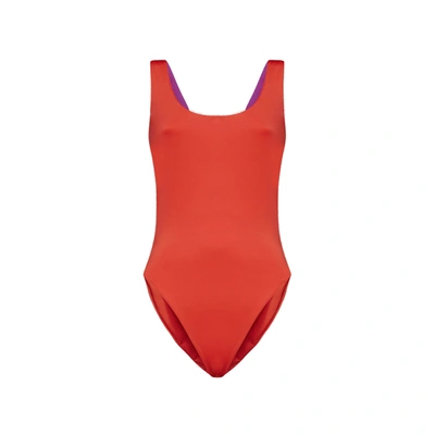 Off-white One-piece Logo Swimsuit In Red