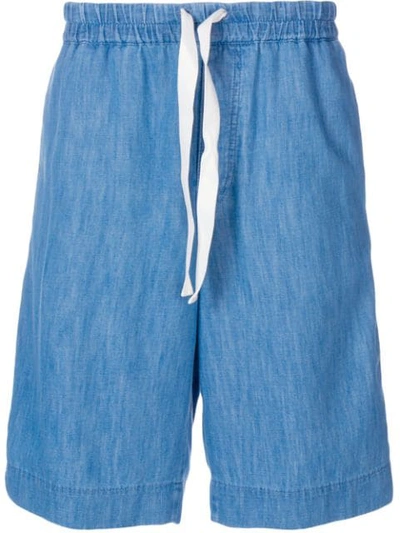 Gucci Web Trim Denim Shorts In Azzurro