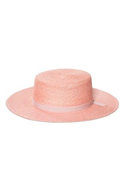 Bijou Van Ness The Highland Straw Boater Hat - Pink In Rose