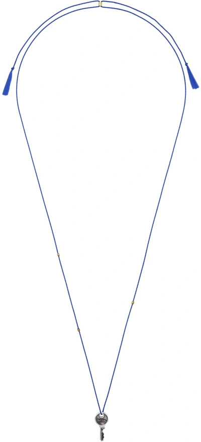 Paul Smith Blue Key Necklace In Slate Blue