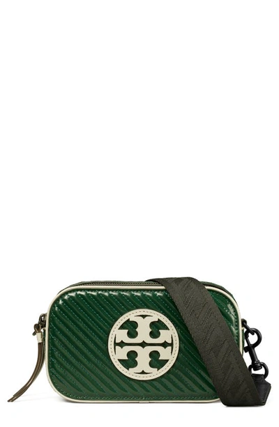 Tory Burch Miller Quilted Patent Leather Crossbody Bag In Pine Tree/gold