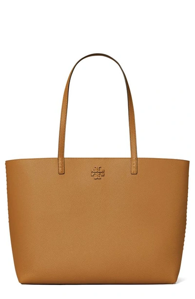 Tory Burch Mcgraw Leather Tote In Tiramisu/gold