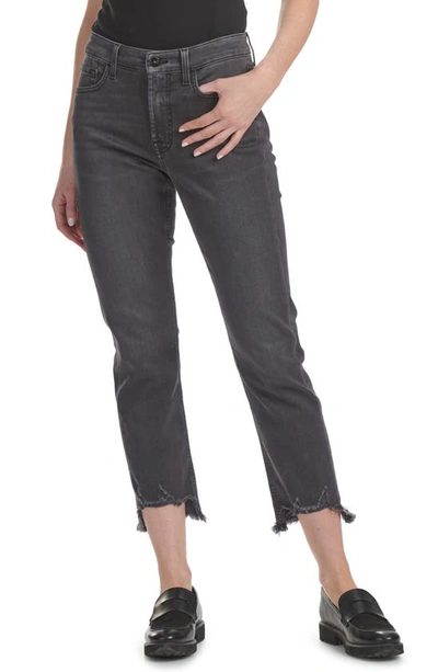 Jen7 By 7 For All Mankind Destroyed Step Hem Ankle Straight Leg Jeans In Washed Black
