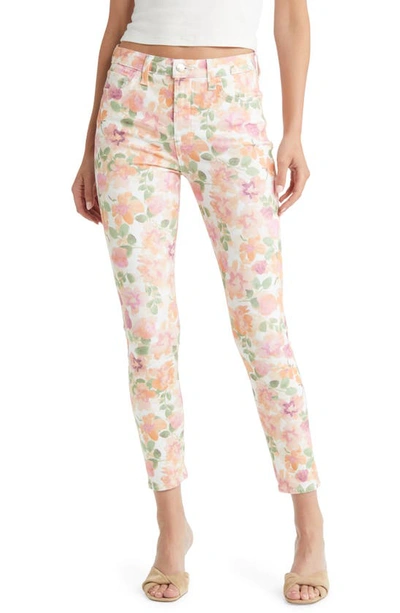Jen7 By 7 For All Mankind Floral Print Mid Rise Ankle Skinny Jeans In Waterclr Floral